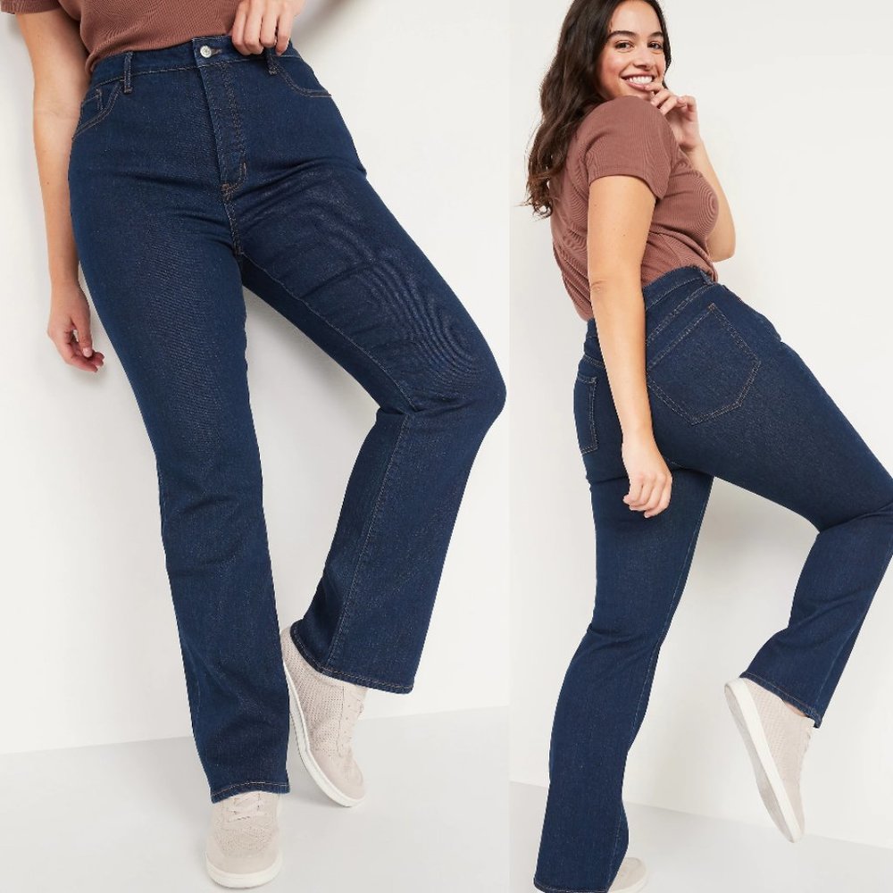 Old Navy | Extra High Rise Kicker Boot-Cut Button-Fly Jeans Dark Wash